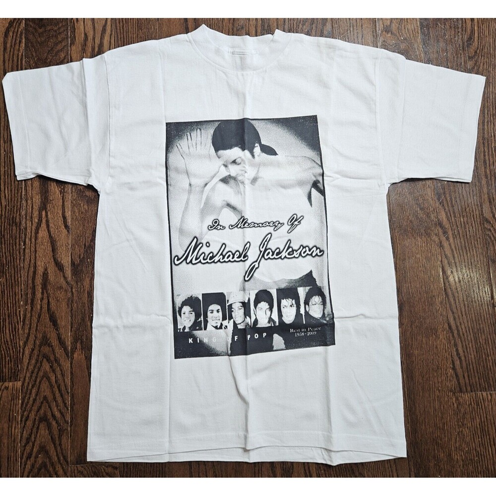 Vintage Rare Michael Jackson 2009 Memorial T Shirt King Of Pop RIP Sz L White